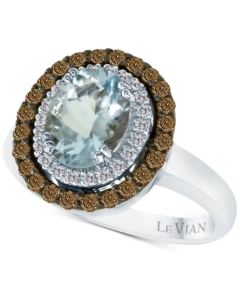 Le Vian Chocolatier Aquamarine (1-3/8 ct. t.w.) and Diamond (1/2 ct. t.w.) Ring in 14k White Gold