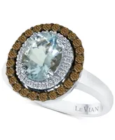 Le Vian Chocolatier Aquamarine (1-3/8 ct. t.w.) and Diamond (1/2 ct. t.w.) Ring in 14k White Gold