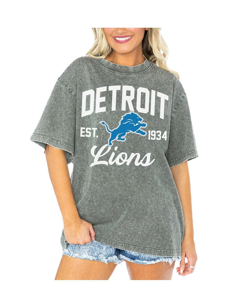 Gameday Couture Women's Gray Detroit Lions Tackle Titan Boyfriend Washed T-Shirt