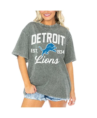 Gameday Couture Women's Gray Detroit Lions Tackle Titan Boyfriend Washed T-Shirt