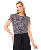 CeCe Women's Tie-Neck Ruffle-Sleeve Blouse