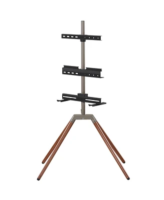 Quadpod Universal Tv Stand - Walnut & Dark Grey