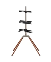 Quadpod Universal Tv Stand - Walnut & Dark Grey