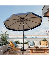 10 ft tassel umbrella, outdoor umbrella with tilt and crank for garden, deck, backyard, pool and beach, blue