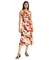 Donna Morgan Women's Sleeveless Cowlneck Midi Dress
