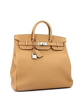 Pre-Owned Hermes Hac 40 Handbag Brown Togo with Palladium Hardware