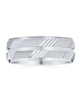 Bling Jewelry Stash Striped Pattern .925 Sterling Silver Eternity Band Ring 7MM Wide