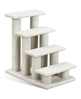 Sugift 24 Inch 4-Step Pet Stairs Carpeted Ladder Ramp Scratching Post Cat Tree Climber