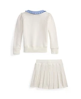 Polo Ralph Lauren Toddler and Little Girls 2-Piece Collared Terry Sweatshirt Skort Set
