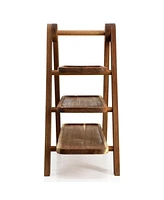 MegaChef Acacia Wood 3 Tiered Rectangular Ladder Tray Set