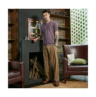 Campus Sutra Men's Mauve Purple Stripe-Textured Polo T-Shirt
