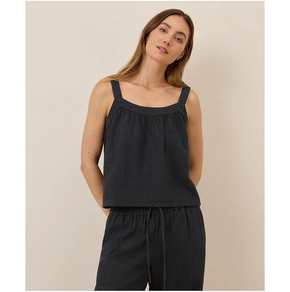 Pact Women's Organic Cotton Coastal Double Gauze Square Neck Cami