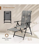 Gymax Folding Patio Chairs Set of 2 Lounge Chairs w/ 10-Level Adjustable Backrests