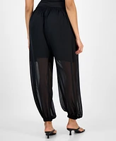 Bar Iii Women's High Rise Sheer Harem Pants, Exclusively at Macy's