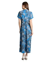 Jones New York Petite Short Sleeve Maxi Shirt Dress