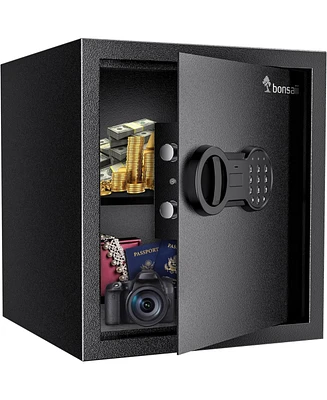 Bonsaii Steel Safe Box with Digital Keypad Lock, 1.2 Cubic Feet Security Document Safe with Removable Shelf for Home, Hotel, Office, Valuables, Money,