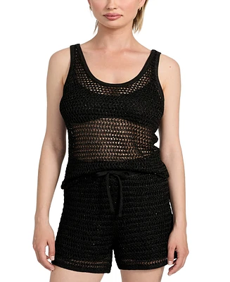 Guess Women's Ava Embellished Open-Stitch Tank Top