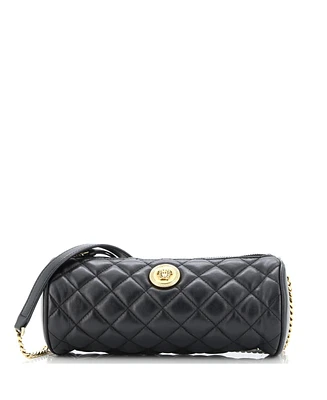 Pre-Owned Versace Medusa Chain Zip Shoulder Bag Quilted Leather