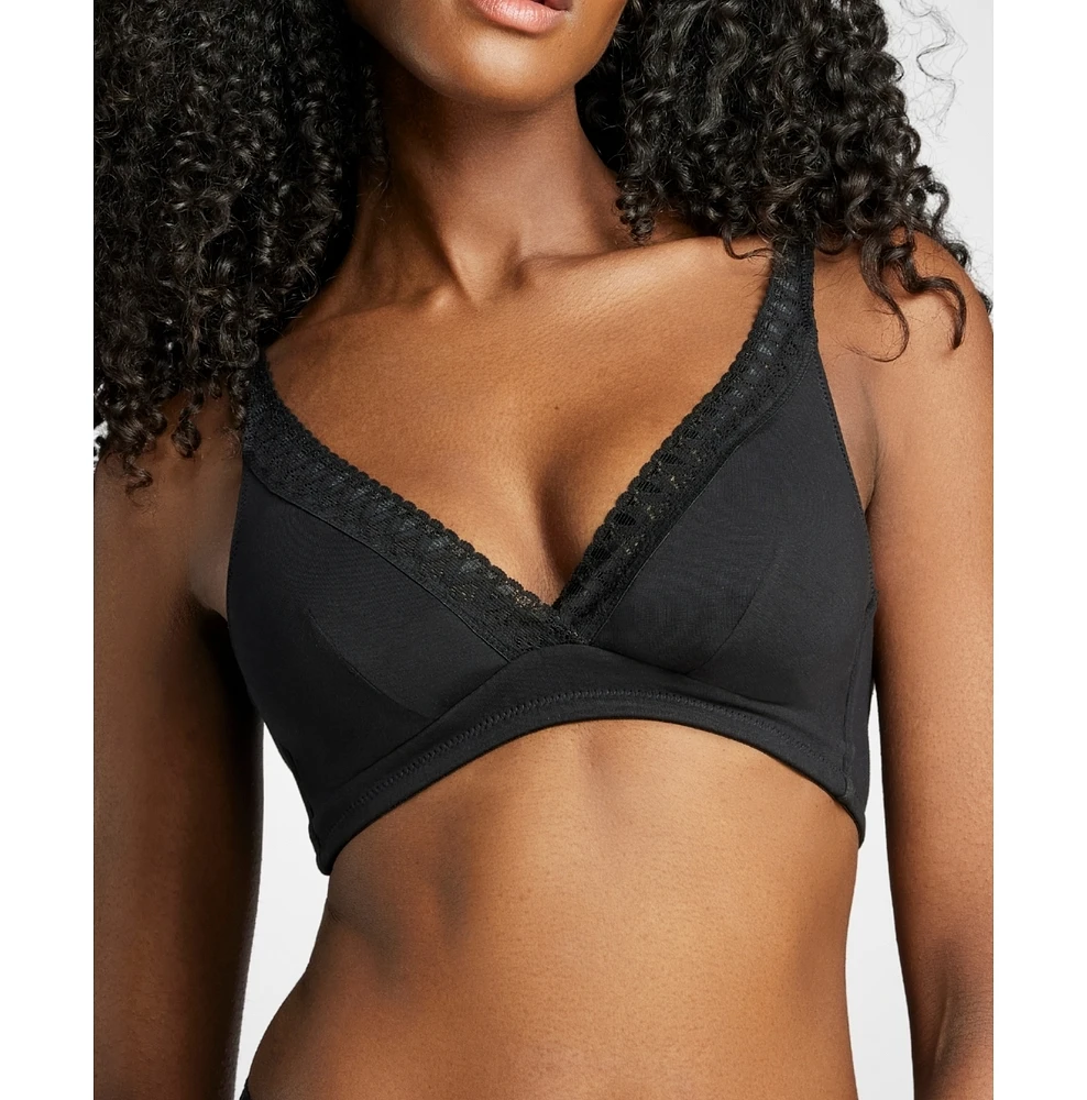 Siella Women's Organic Cotton Lace Plunge Bra