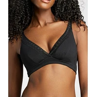 Siella Women's Organic Cotton Lace Plunge Bra