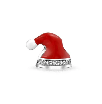Bling Jewelry Red Santa Claus Hat Christmas Holiday Crystal Spacer Bead 925 Sterling Silver Core Fits European Charm Bracelet