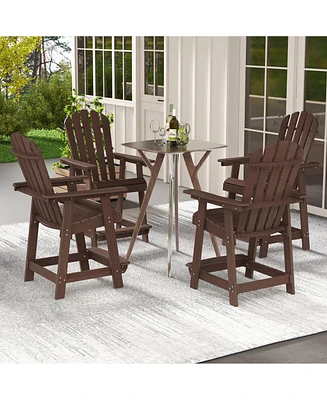 Gymax 4PCS Bar Stool Hdpe Chair w/ Armrest Footrest Home Indoor Outdoor Patio