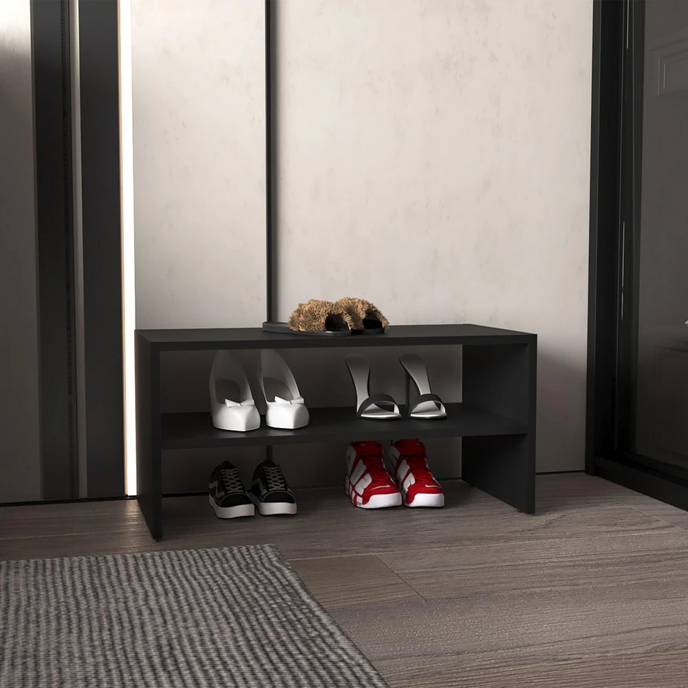 Ferry Shoe Rack with 2 Shelves, White