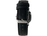 Peugeot Men's 40mm Black Dial Silver Super Slim Case Leather Strap Watch