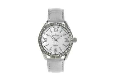 Peugeot Women's Watch 40mm Bold Crystal Bezel Leather Strap