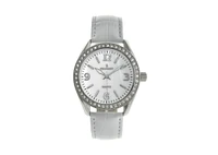Peugeot Women's Watch 40mm Bold Crystal Bezel Leather Strap