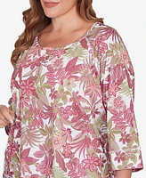 Hearts Of Palm Plus Printed Jungle Ivy Slub Top