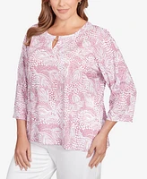 Hearts Of Palm Plus Printed Forest Path Slub Top