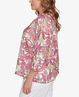 Hearts Of Palm Plus Printed Jungle Ivy Slub Top