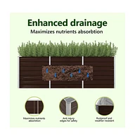 Garden Raised Bed Galvanized Steel 94.5"x15.7"x30.3" Brown