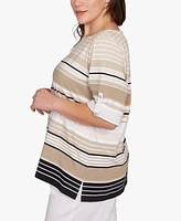 Ruby Rd. Plus Multi Stripe Roll Tab Top