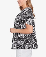 Ruby Rd. Plus Batik Island Paisley Lace Neck Top