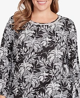 Ruby Rd. Plus Monotone Palms Side Tie Top