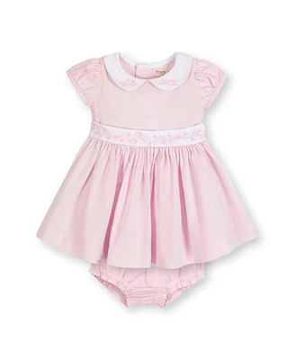 Hope & Henry Baby Organic Short Sleeve Seersucker Dress with Peter Pan Collar