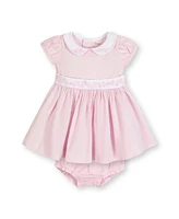 Hope & Henry Baby Organic Short Sleeve Seersucker Dress with Peter Pan Collar