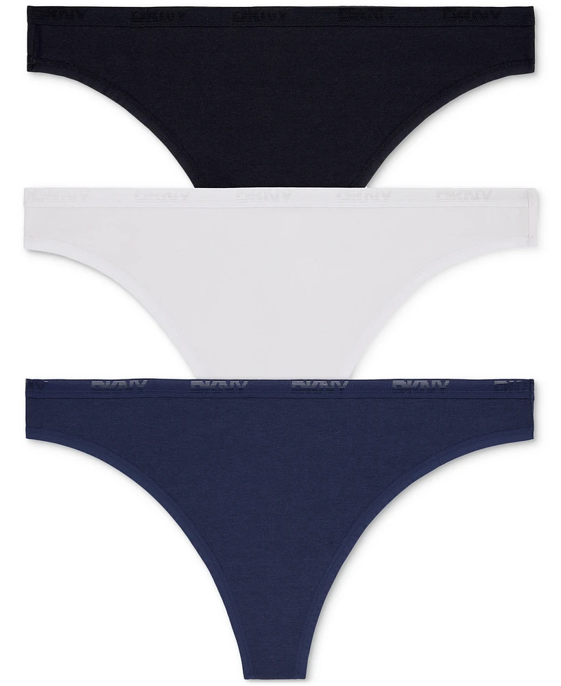Dkny Women's Cotton Modal Thong 3 Pack- DK8461P3