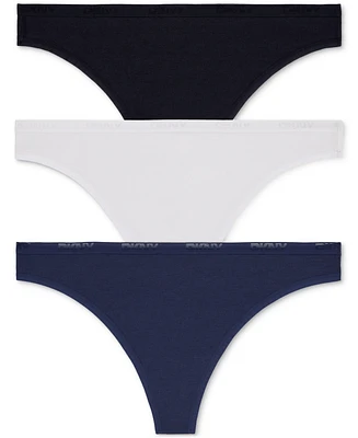 Dkny Women's Cotton Modal Thong 3 Pack- DK8461P3