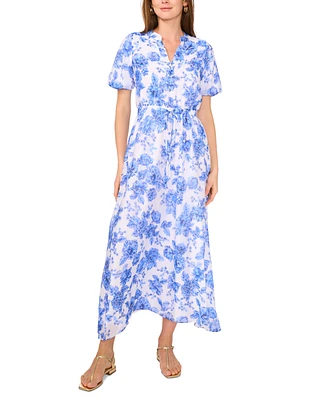 Vince Camuto Women's Floral-Print Puff-Sleeve Maxi Dress