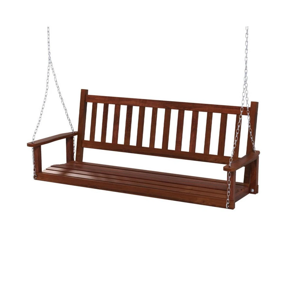 3-Person Wooden Outdoor Porch Swing with 800 lbs Weight Capacity