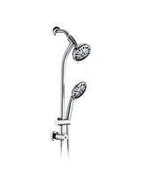Rainsken Bar Combo Rain Showerhead, Drill-Free Stainless Steel Slide, 7-Setting Hand, Dual Shower Head Spa System