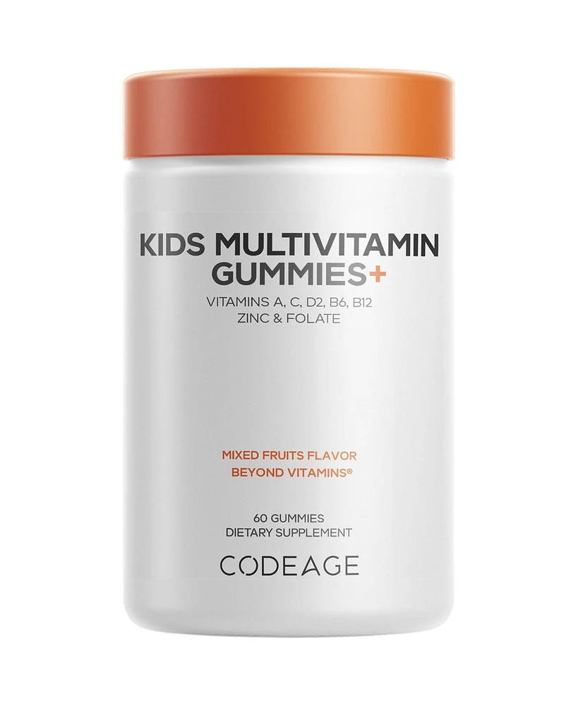 Codeage Kids Multivitamin Gummies Supplement - Vitamins A, C, D2, B6, B12, Zinc, Folate, Iodine - 2-Month Supply Children's Vitamins