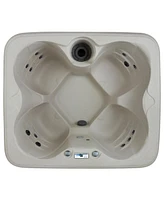 LifeSmart LS100 Sand 4 Person Plug and Play Square Hot Tub Spa with Black Cover