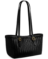 Coach Woven Leather Swing Tote Bag
