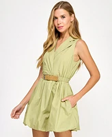 Seni & Cade Juniors' Surplice Belted Short Bubble Dress