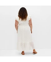 City Chic Plus Sweet Broderie Midi Dress