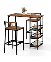 3-Piece Outdoor Bar Set with 3-Tier Storage Shelf for Stylish and Functional Patio Entertaining